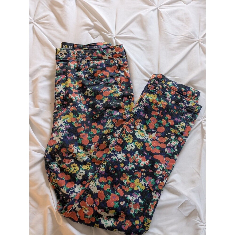 Maeve Anthropologie Jeans Womens Sz 31 Gardenia High-Rise Slim Straight Floral
